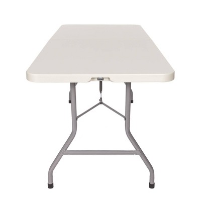 Hampden 72" Gray Plastic and Steel Fold-In-Half Table