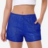Anna-Kaci Women's Sequin Shorts Elastic Waist Sparkly Party Bottoms with Pockets - 3 of 4
