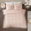 Sapphtopaz Full/Queen Sheet Set, Tufted Cotton Chenille Medallion Fringe Coverlet Mini Set, Boho Shabby Chic/Fringe Hem - Bedding with Shams - 2 of 4