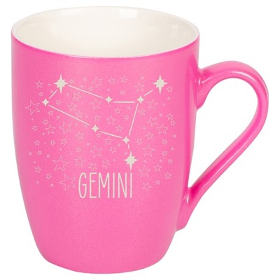 100 North Zodiac 10 Ounce Pink Metallic Finish, Comfortably Fits Your Hands, New Bone China Coffee Tea Cup Mug, Gemini