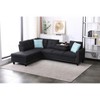 TiramisuBest Black Faux Leather L-Shaped Sectional Sofa with Storage Ottoman & Cup Holders, 2-Piece Couch for Living Room - 4 of 4