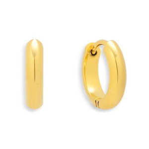 EVRY JEWELS WATERPROOF Gold or Silver Plated Stainless Steel Smooth Curve Hoop Earrings - 1 of 3