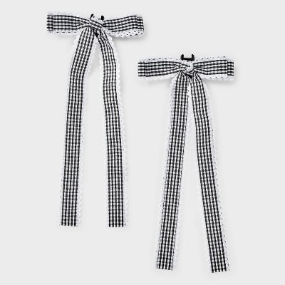 Girls' 2pk Gingham Bow Claw Clip Set - Art Class™ Black/white : Target