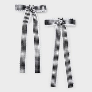 Girls' 2pk Gingham Bow Claw Clip Set - art class™ Black/White - 1 of 4