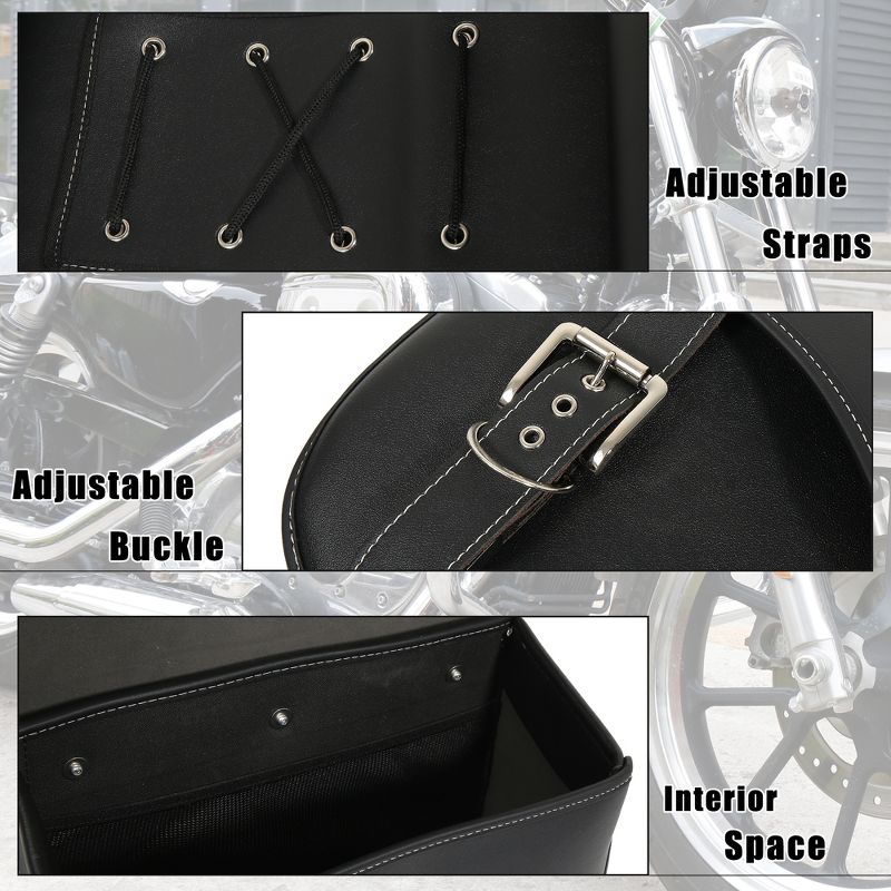 Unique Bargains Luggage Adjustable Buckles Motorcycle Side Tool Bags Black 1 Pair, 5 of 7