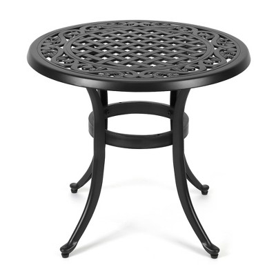 Garvee 23.22/31 Inch Cast Aluminum Side Table, Patio Bistro Table with Adjustable Feet, Outdoor Bistro Table for Porch, Backyard, Garden, Balcony