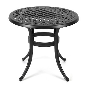 Garvee 23.22/31 Inch Cast Aluminum Side Table, Patio Bistro Table with Adjustable Feet, Outdoor Bistro Table for Porch, Backyard, Garden, Balcony - 1 of 4