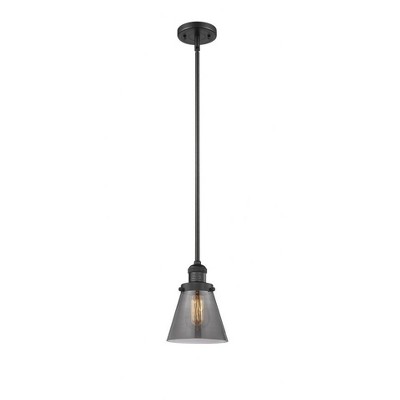 Cone - 1 Light Stem Hung Mini Pendant In Industrial Style-8 Inches Tall and 6 Inches Wide