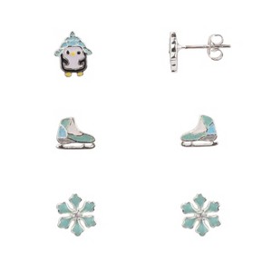 FAO Schwarz Snowflake, Ice Skate and Penguin Trio Earring Set - 1 of 2