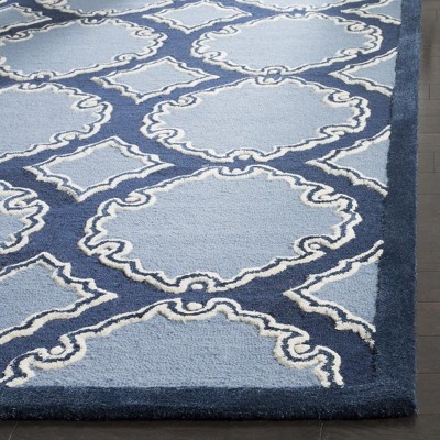 Bella Blue Hand-Tufted Wool Geometric Area Rug