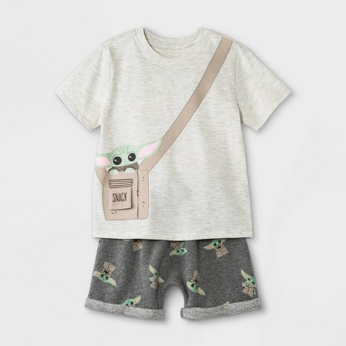 Star Wars’ The Child 2 Pack Short Sleeve Baby Yoda Tee Shirt and Shorts Set for Boys 