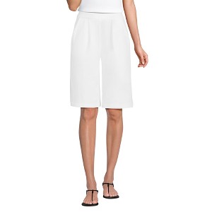 Lands' End Women's Knit High Rise Pleated 12" Bermuda Shorts - 1 of 4