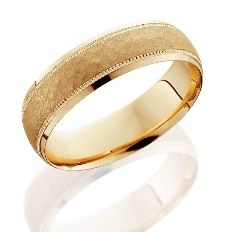 Pompeii3 6mm Hammered Mens Wedding Band 14K Yellow Gold, 2 of 5