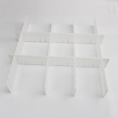 PiccoCasa DIY Grid Divider Household Necessities Organizer Plastic Drawer storage board 17" x 2.5" x 0.16" White 15 Pcs