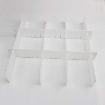 PiccoCasa DIY Grid Divider Household Necessities Organizer Plastic Drawer storage board 17" x 2.5" White 15 Pcs