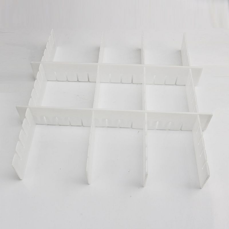 PiccoCasa DIY Grid Divider Household Necessities Organizer Plastic Drawer storage board 17" x 2.5" White 15 Pcs, 1 of 6