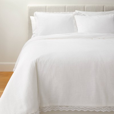 King Lace Border Cotton Slub Comforter & Sham Set White - Threshold™ designed with Studio McGee