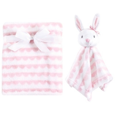 Hudson Baby Infant Girl Plush Blanket with Security Blanket, Pink, One Size