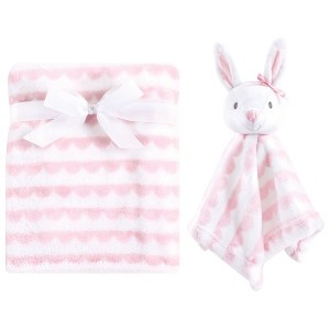 Hudson Baby Infant Girl Plush Blanket with Security Blanket, Pink, One Size - 1 of 1
