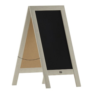 Emma and Oliver 48"x24" Rustic Vintage Double-Sided Folding Magnetic Chalkboard with 8 Chalk Markers, 10 Chalkboard Stencils and 2 Rustic Magnets