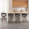 Bekrvio 26" Mid Century Modern Swivel Counter Height Bar Stools - PU Leather Upholstered with Back, Walnut Bent Wood Legs for Kitchen Island Dining - 4 of 4