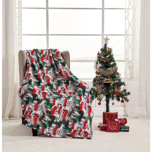 Festive and Cheery Holiday Microplush Throw Blanket 50