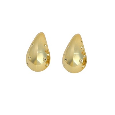 SOHI Women's California Gold The Small Dented Teardrop Stud Earrings