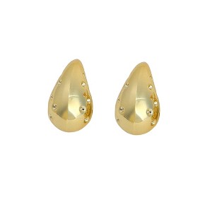 SOHI Women's California Gold The Small Dented Teardrop Stud Earrings - 1 of 4