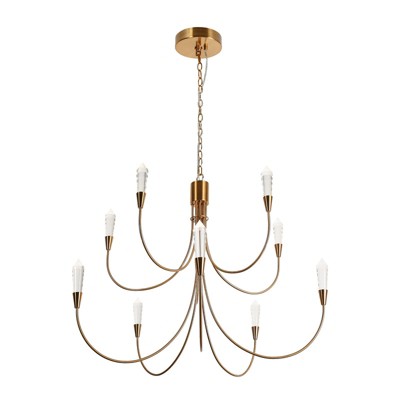 LNC Kaminsky 10-Light 34.3" Candle Tiered Modern Oversized Integrated LED Chandelier,Polished Gold