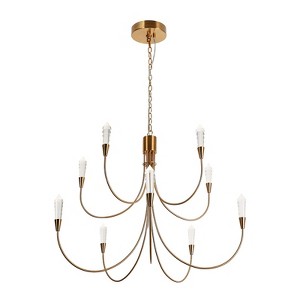 LNC Kaminsky 10-Light 34.3" Candle Tiered Modern Oversized Integrated LED Chandelier,Polished Gold - 1 of 4
