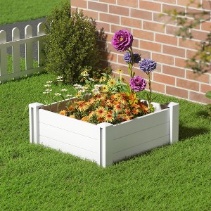 Dovelina Outdoor PVC Raised Bed for Gardening, Planter Box with Open Bottom With Ground Stakes - 1 of 4