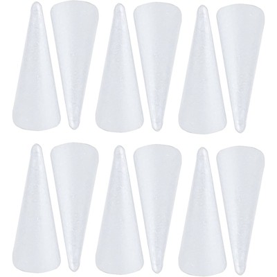 Juvale 12 Pack Foam Cones for DIY Crafts, Christmas Gnomes, Holiday Party Decor, White, 2.87x7.25 in