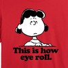 Women's - Peanuts - Lucy This Is How Eye Roll Cropped Graphic T-Shirt - 2 of 4