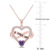 EVERLY JEWELRY | Rose Plated Sterling Silver 2 1/2 CT TGW Purple and White Cubic Zirconia Infinity Heart Pendant with Chain, 18 inc - 2 of 4