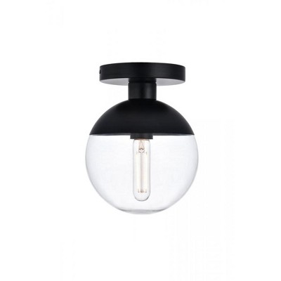 Elegant Lighting Eclipse 1 Light Black Flush Mount With Clear Glass