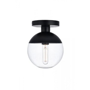 Elegant Lighting Eclipse 1 Light Black Flush Mount With Clear Glass - 1 of 4