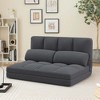 Costway Floor Sofa Bed with 2 Pillows 6 Positions Adjustable Backrest Velvet Cover Dark Grey/Light Grey - 2 of 4