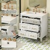 Okak Modern Freestanding Bathroom Vanity with Ceramic Sink Combo,Small Solid Wood Bathroom Storage Cabinet with3 Drawers - 3 of 4