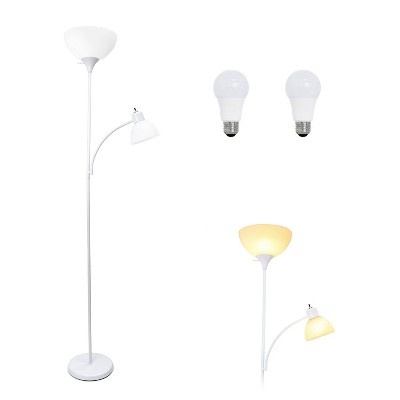 Simple Designs 71.5" Traditional Floor Lamp with Adjustable Light (Includes LED Light Bulb) White