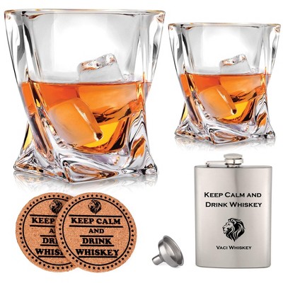 Sparkle and Bash Crystal Whiskey Glasses - Set of 2 Bourbon Glasses, Tumblers for Drinking Scotch, Cognac, Irish Whisky, Large 10oz