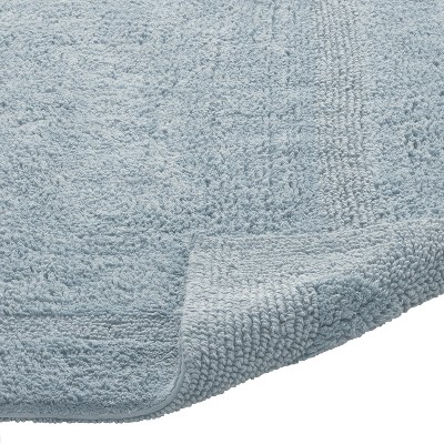 Blue Soft Plush Cotton U-Shaped Bathroom Rug