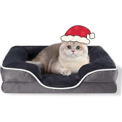 Gsluuk 24'' Orthopedic Dog Bed for Small Dog, Memory Foam Dog Bed, Egg-Crate Foam Dog Couch Bed with Washable Removable Cover, Grey