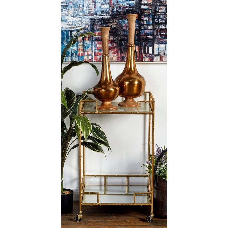 Contemporary Square Bar Cart with 2 Mirrored Trays Gold - Olivia &#38; May, 3 of 5