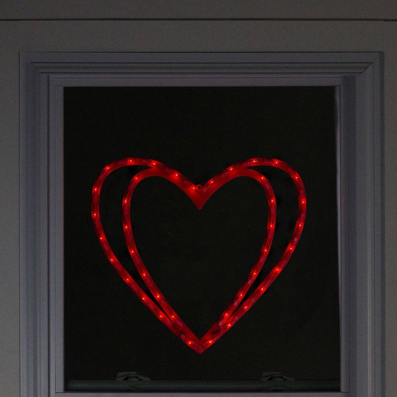 Northlight Lighted Double Heart Inset Valentine's Day Window Silhouette - 17" - Red, 3 of 7
