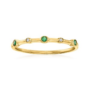 Pure Collection by Ross-Simons Emerald- and Diamond-Accented Ring 14kt Yellow Gold - 1 of 4