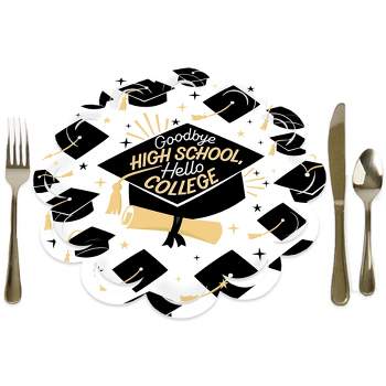 Big Dot of Happiness Goodbye High School, Hello College - Graduation Party Round Table Decorations - Paper Chargers - Place Setting For 12