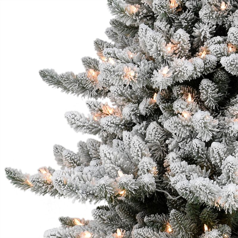 7.5ft Puleo Pre-Lit Flocked Full Royal Majestic Spruce Artificial Christmas Tree with Silver Crown Treetop Clear Lights, 3 of 4