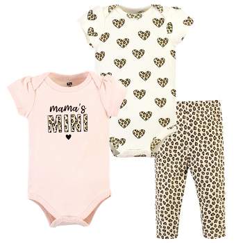 Hudson Baby Infant Girl Cotton Bodysuit and Pant Set, Leopard Hearts