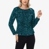 Anna-Kaci Women's Long Sleeve Sequin Top Round Neck Sparkle Blouse - 2 of 4
