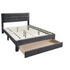 CAVINAS Queen Size Wooden Platform Bed Frame with Fabric Upholstered Box Design Headboard,No Box Spring Needed - 4 of 4